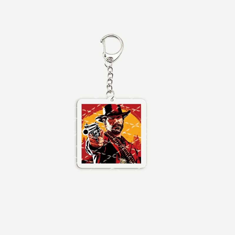 Red Dead Redemption 2 Keychain for Accessories Bag Acrylic RDR2 Arthur Morgan KeyRing Pendant Chains Accessories Fans: green