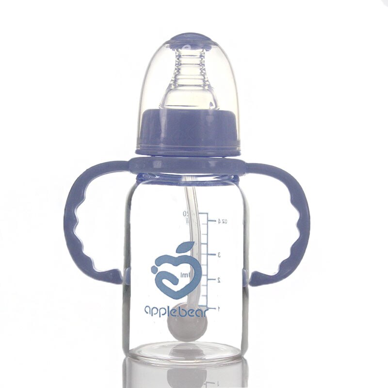 240ml matningskopp i glas med halmgrepp och nacknippla babymatning lär matning dricksmugg