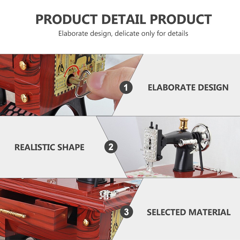 Mechanical Musical Box Sewing Machine Shape Desktop Decoration Birthday