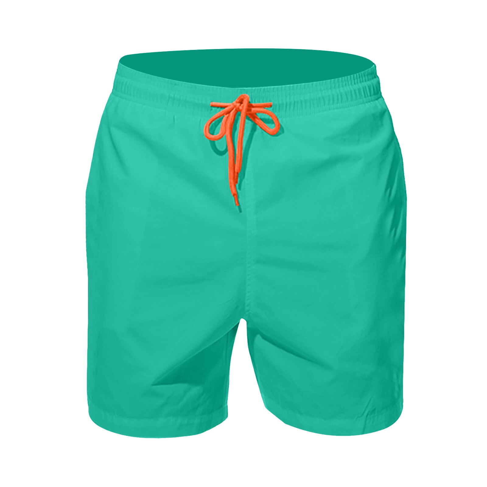 2021 calções masculinos verão de secagem rápida confortável beachwear calções masculinos plus size cor sólida natação curto beachwear praia shorts: Green / M