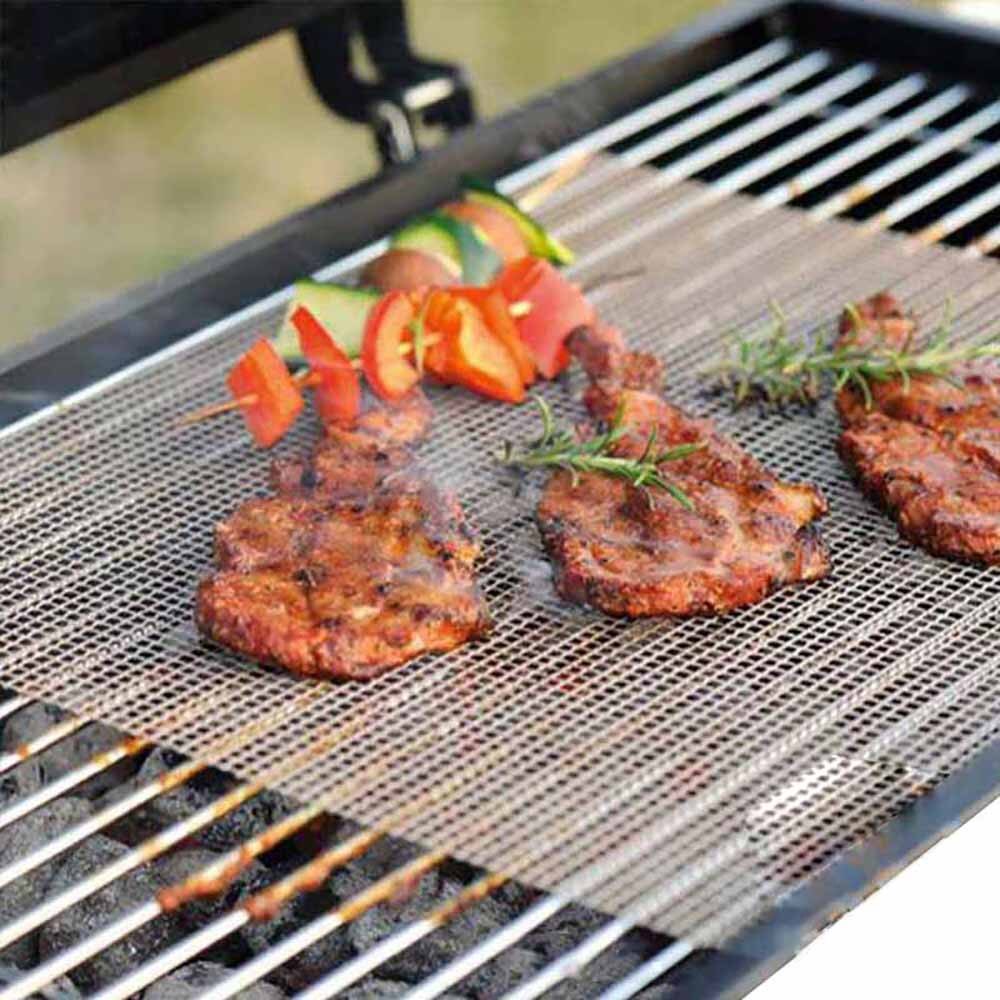 1 BBQ Grill Mat Barbecue Mat Barbecue Aluminum Foil Tool Barbecue Bake Plate Heat Drip Boat Nonstick Pan Mat Fiberglass