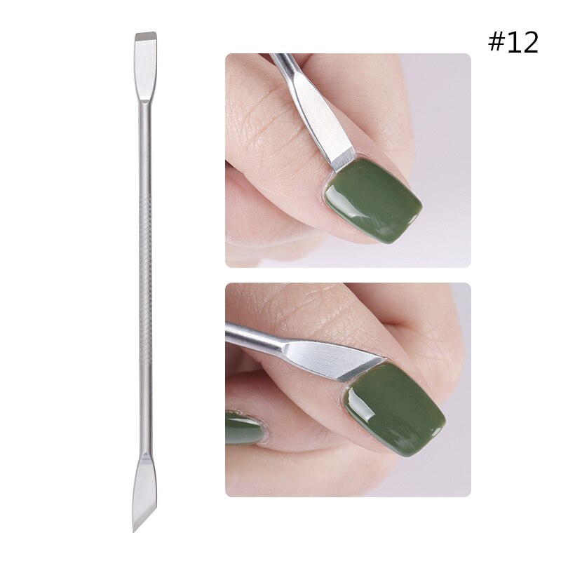 Dual-end Nail Cuticle Pusher Remover Stainless Steel Nail Art DIY Tools: 12