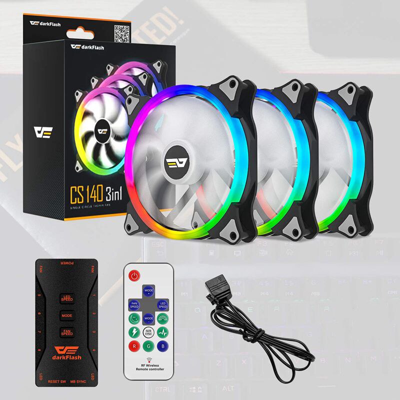 Aigo darkFlash AURA SYNC 3 P-5 V Fan PC Cooling 140mm LED fans PC Computer Cooling Cooler stille Case Fan controller: Photo Color