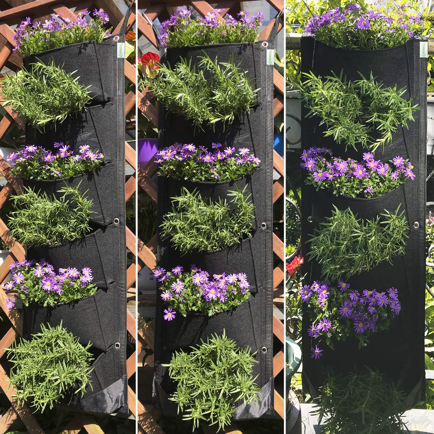 Bolsa colgante de varios bolsillos para cultivo de plantas frutales, bolsas de fieltro para cultivo de plantas y verduras, para balcón y hogar