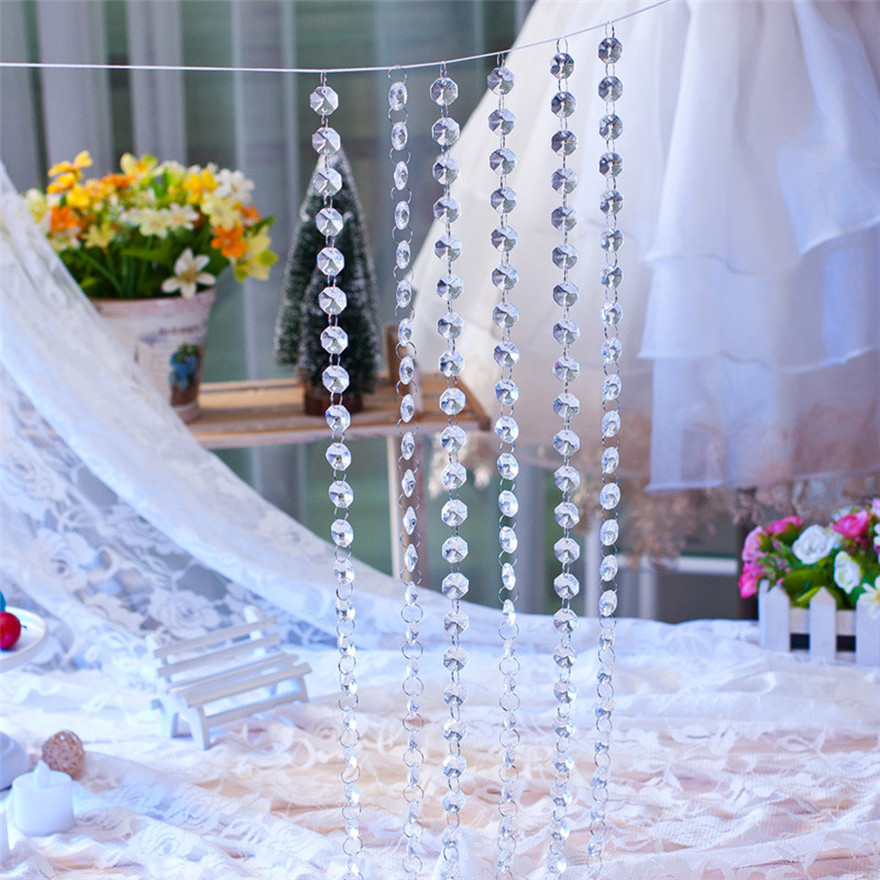 1 M DIY Wedding Decor Diamond Curtain Acrylic Crystal Beaded Curtain Clear Door window Beads Curtain party decor #30