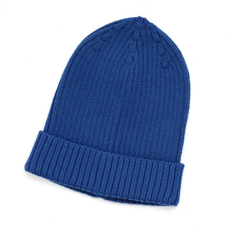 unisexe laine épais casquettes Simple solide chapeau mélanges doux Fine fil tricoté chapeau bonnets laine hiver printemps casquettes Skullies: Bleu