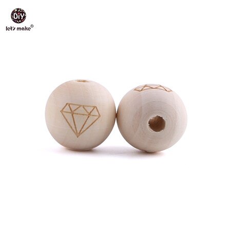 Anneau de dentition let's Make 10 pièces | Perles en bois d'érable, étoile en cœur de alimentaire, anneau de dentition en bois, de dentition, produit pour bébé: Diamond