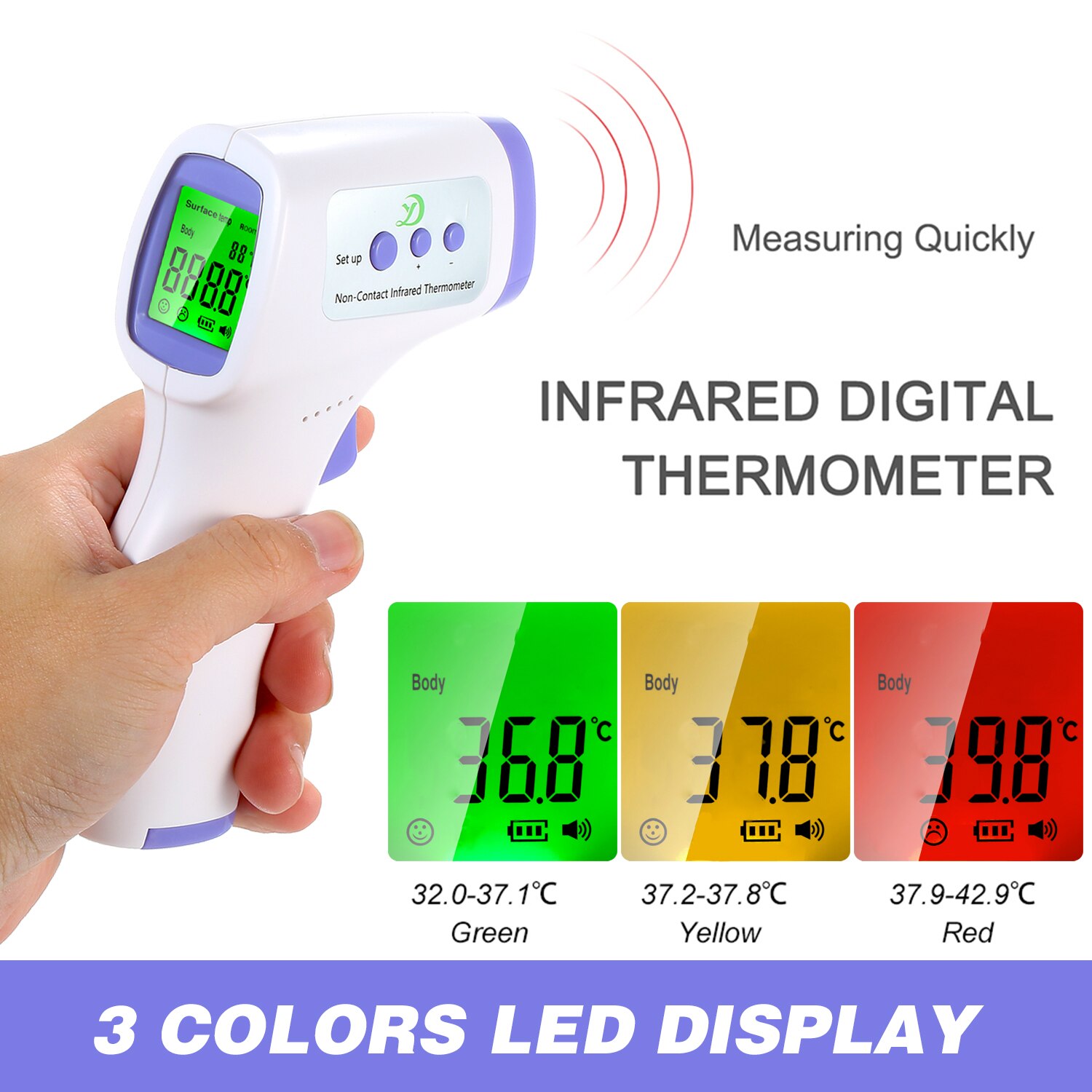 Termometro Digitale Adulto Non-contact Infrarood Thermometer Digitale Voorhoofd Temperatuurmeting Lcd Ir Thermometer & Koorts Een