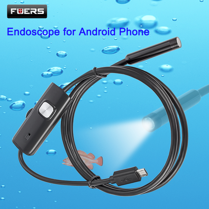 Fuers 2m 1.5m 1m 5.5mm 7mm endoskooppi android-puhelimelle, usb-minikamera, vedenpitävä 6 ledin boreskooppi auton tarkastuskamera tietokoneelle