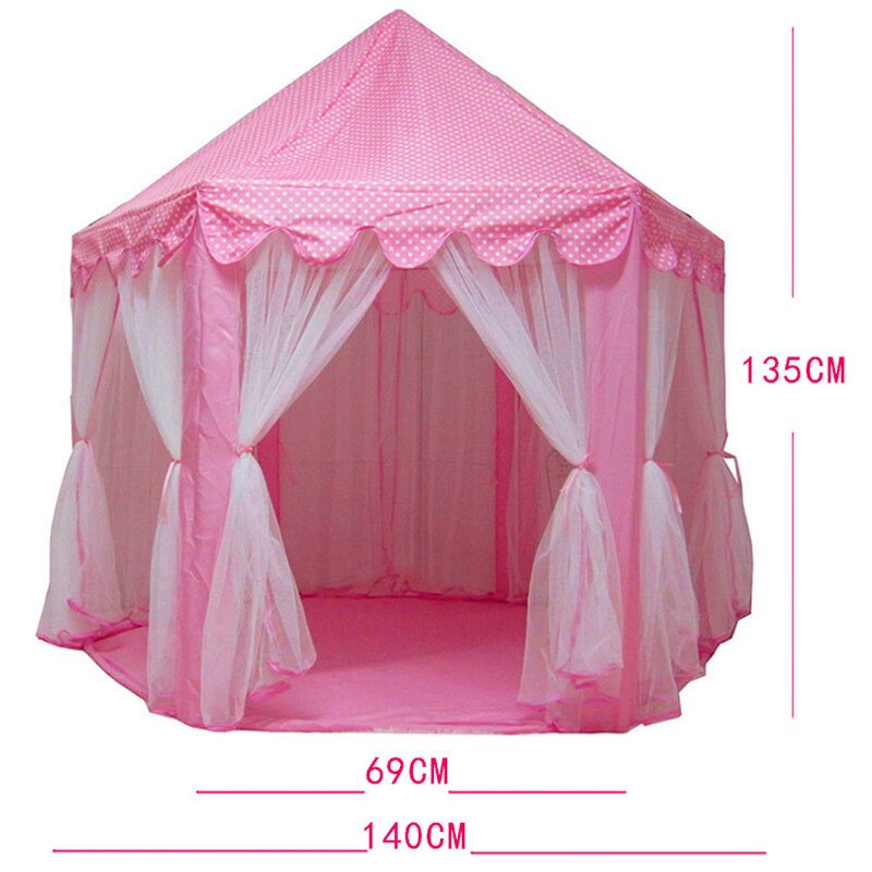 140*135Cm Grote Prinses Kasteel Tule Kind Huis Spel Selling Play Tent Yurt Creatieve Ontwikkelen Outdoor Indoor Verlichting ballen Speelgoed