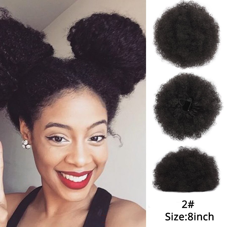 Alileader coc scurt de păr puf afro super-sintetic 8 inch șnur scurt coadă de cal clemă extensie de păr coci de păr crepus: 2