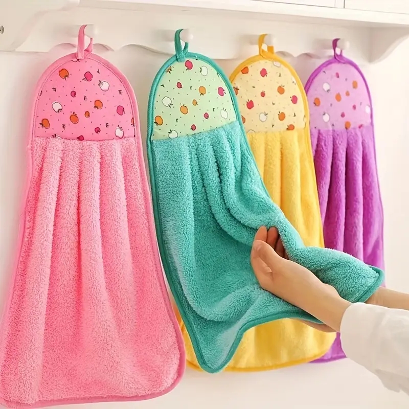 Toalla para la yema del dedo de lana Coral, toalla colgante para limpiar las manos, paños para lavar platos domésticos para el baño, suministros de baño, 3 uds.