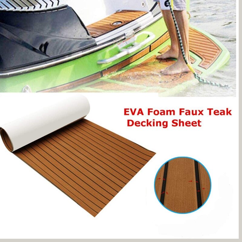 Plancher de bateau en mousse EVA, Imitation teck auto-adhésif, 2400x450mm, accessoires de Yacht