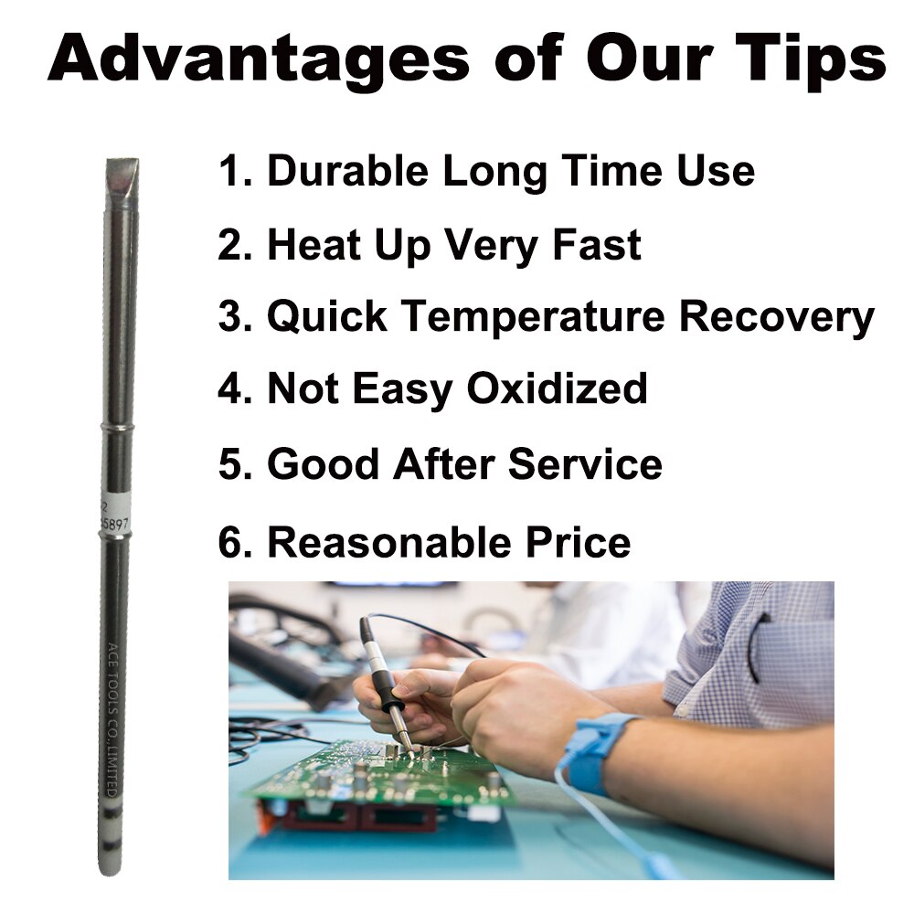 Cacciavite T12-D52 punta di saldatura di 5.2mm per la FX-951 di HAKKO FX-950 FX-952 FX-9501 sostituzione del pezzo della matita del ferro dell'ugello FM-2028 FM2027