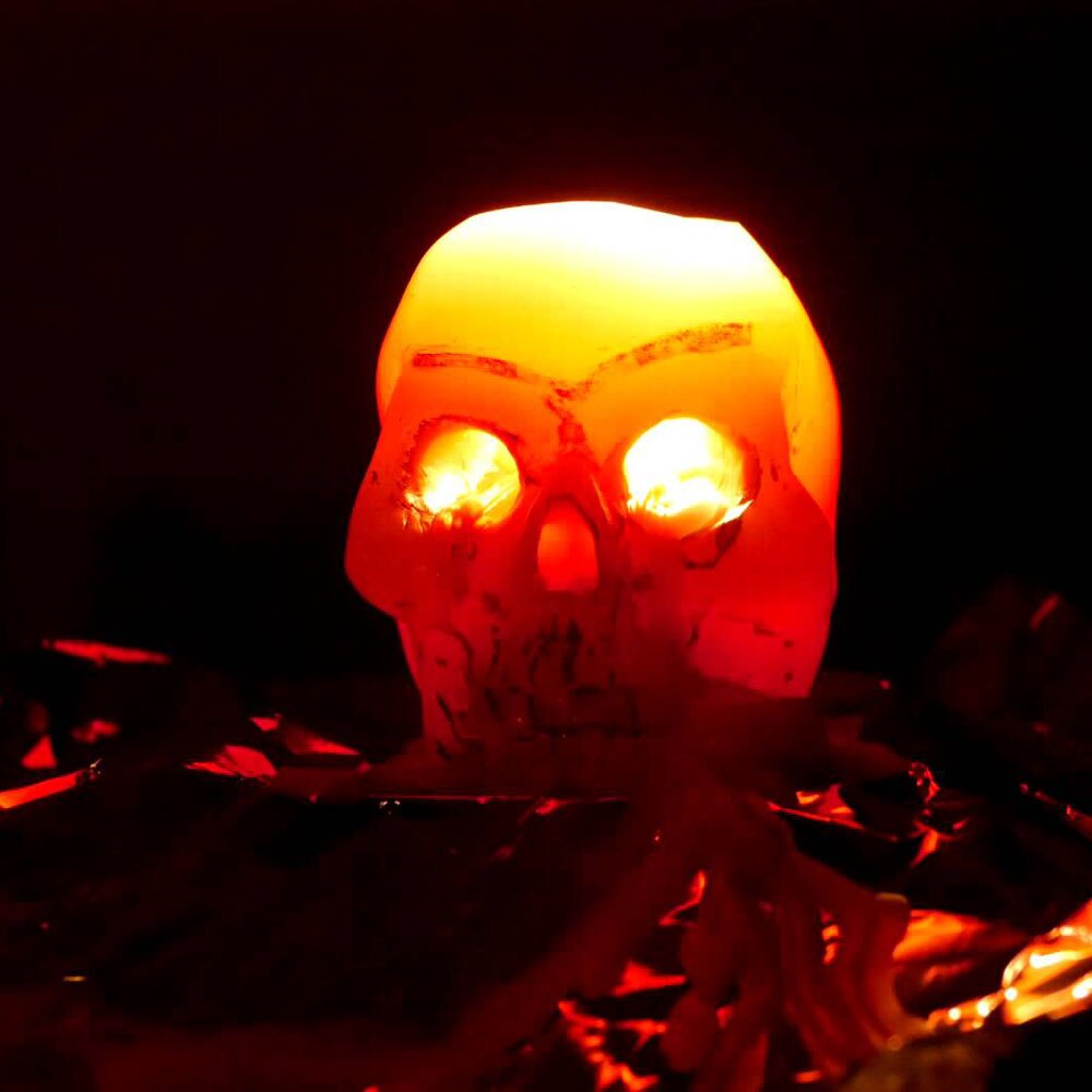 1 stk blødende kraniumlys grædende lys halloween stort røgfrit skelet terrorlys