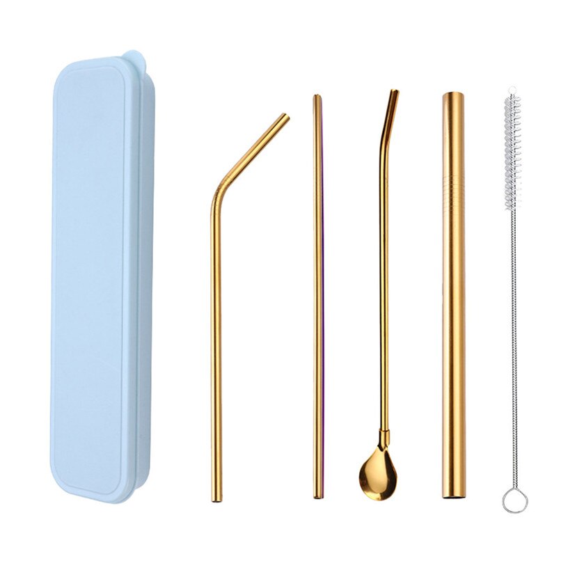 Rvs Rietjes Lange Rvs Metalen Rietjes Met Cleaning Borstels Set Recycle #2U26: B