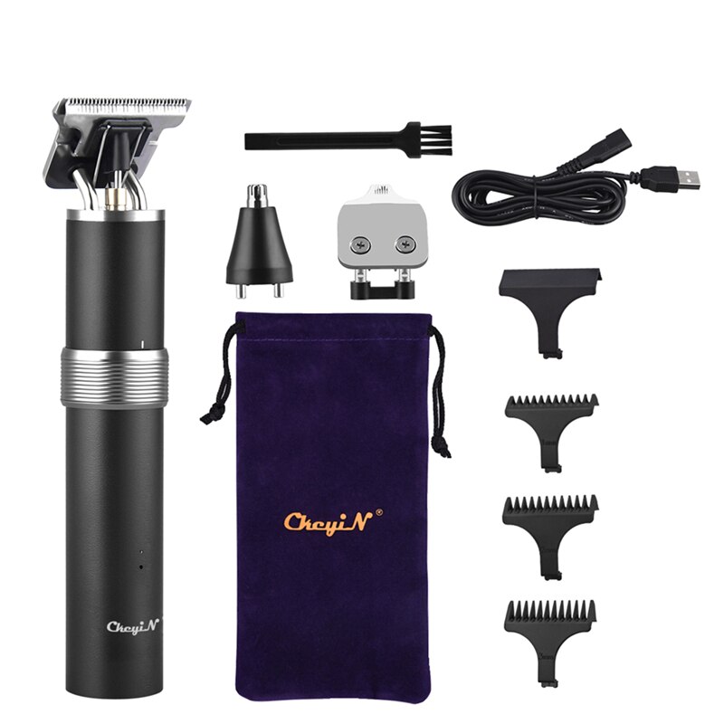 CkeyiN 3 in 1 Electric Hair Clipper Men Trimmer Cordless Nose Ear Cut Machine Beard Shaver Magnetic Razor Mower: black