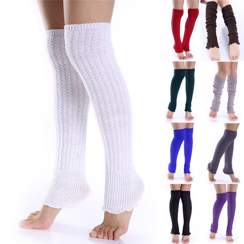 Jambières d'hiver longues pour femmes et filles, tricot, Leggings, bas, chaussettes