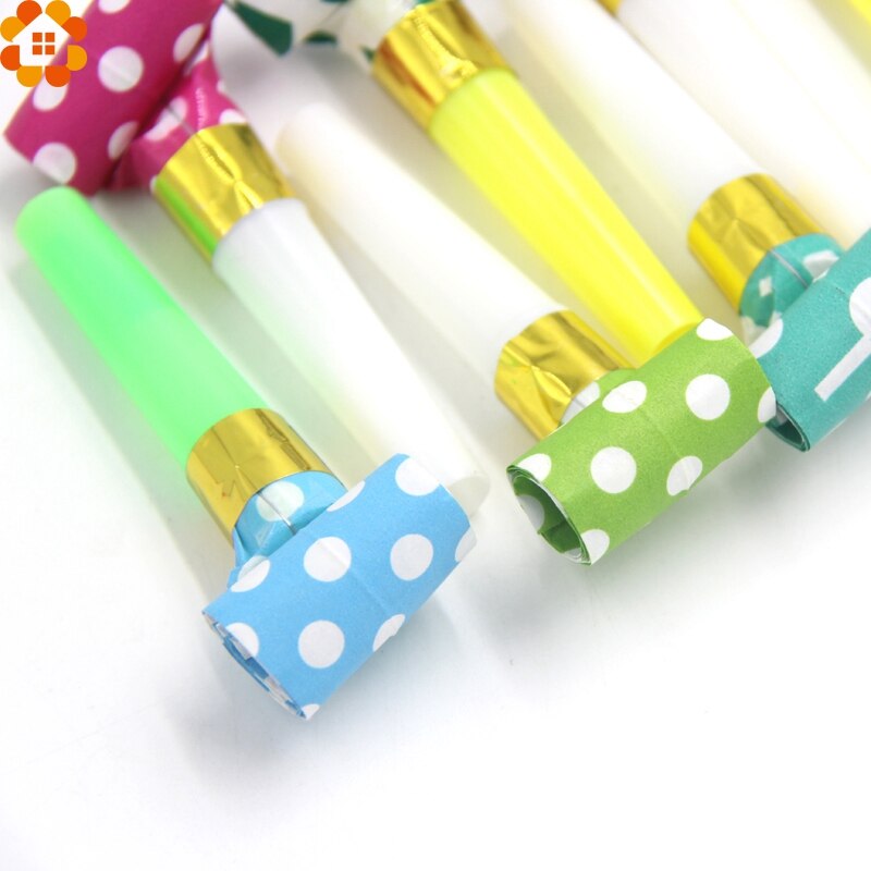 Noicemaker20 Pcs Kleurrijke Klapband Fluitjes Stippen Fluitje Blazen Draak Kids Verjaardagsfeestje Gunsten Decoratie Benodigdheden