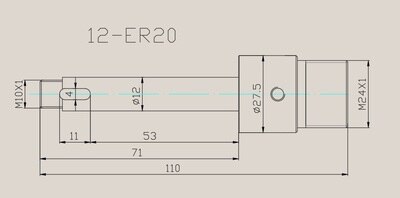 Multi-axis working shaft, drilling shaft, ER shaft, drilling machine shaft: 12-ER20