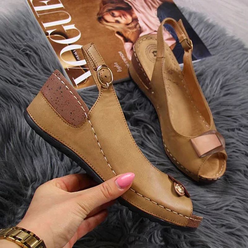 Wedge Sandalen Vrouwen Zomer Schoenen Vrouwelijke Peep-Teen Comfortabele Gesp Sandalen Slip-On Platte Sandalen Vrouwelijke sandalias