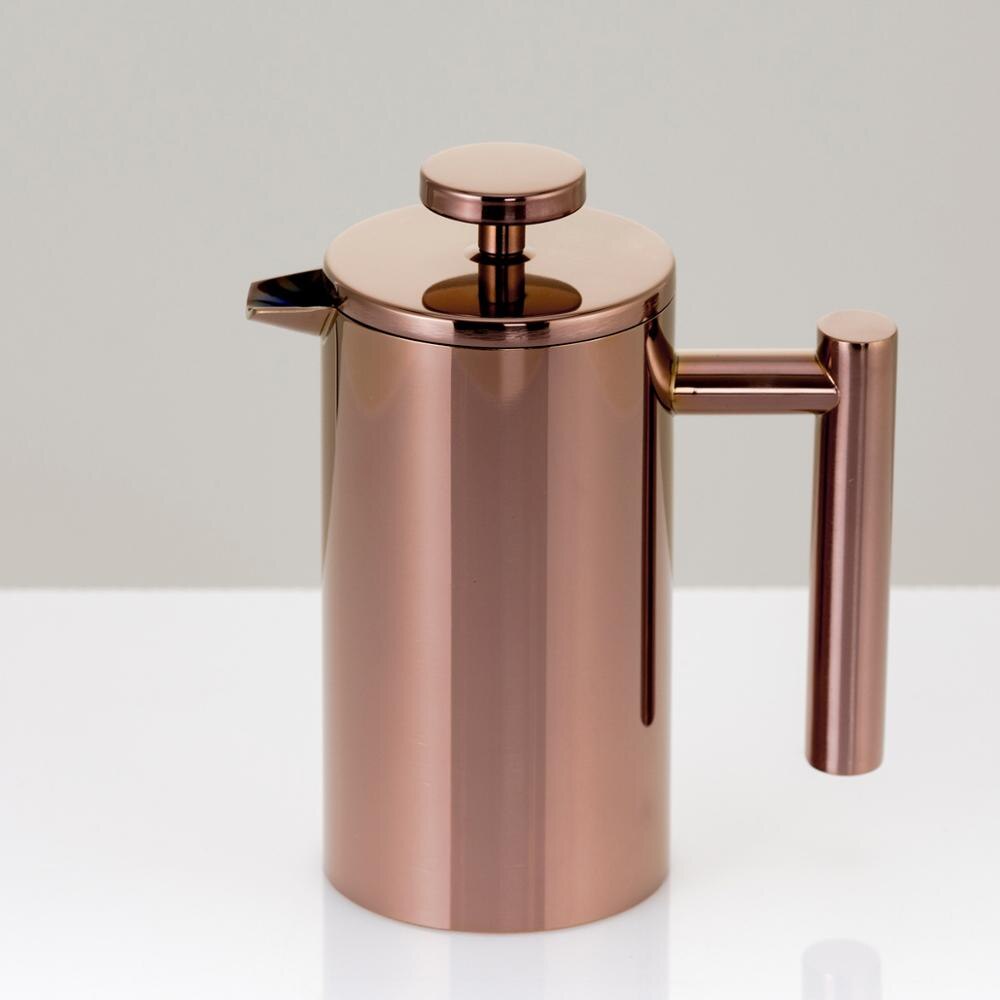 Stainless Steel French Press Coffee Tea Maker With Filter Cup Daily Use Durable Double Insulation Heat-resistant Coffee Machine: gold 350ml