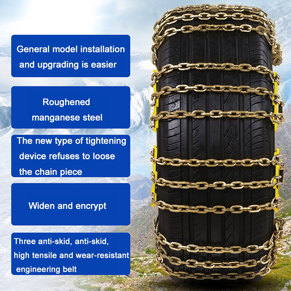 Anti Skid Winter Snow Chain Safety 3 Ropes Adjustable Universal Truck Car Tire Manganese Steel Emergency Outdoor Wear Resistance