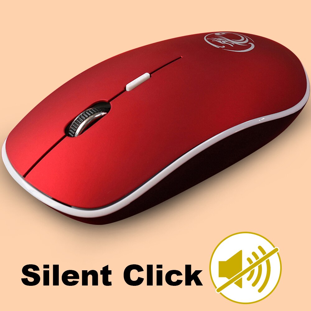 Silent Wireless Mouse PC Computer Mouse Gamer Ergonomic Mouse Optical Noiseless USB Mice Silent Mause Wireless For PC Laptop: Red Silent Click