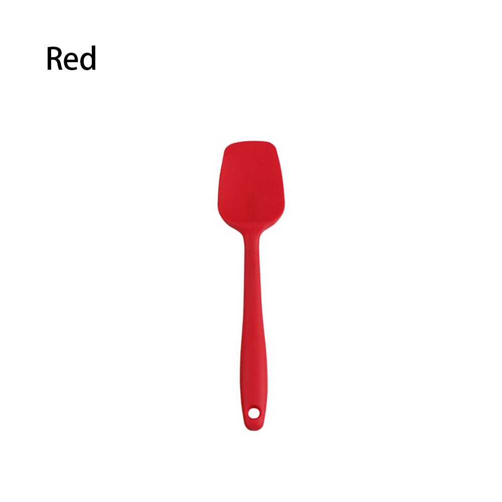1 unidad de espátula de cuchara de silicio resistente al calor, utensilios de cocina para horno, utensilio, mango, espátula, agitador, cuchara de mezcla, utensilios de cocina: Rojo