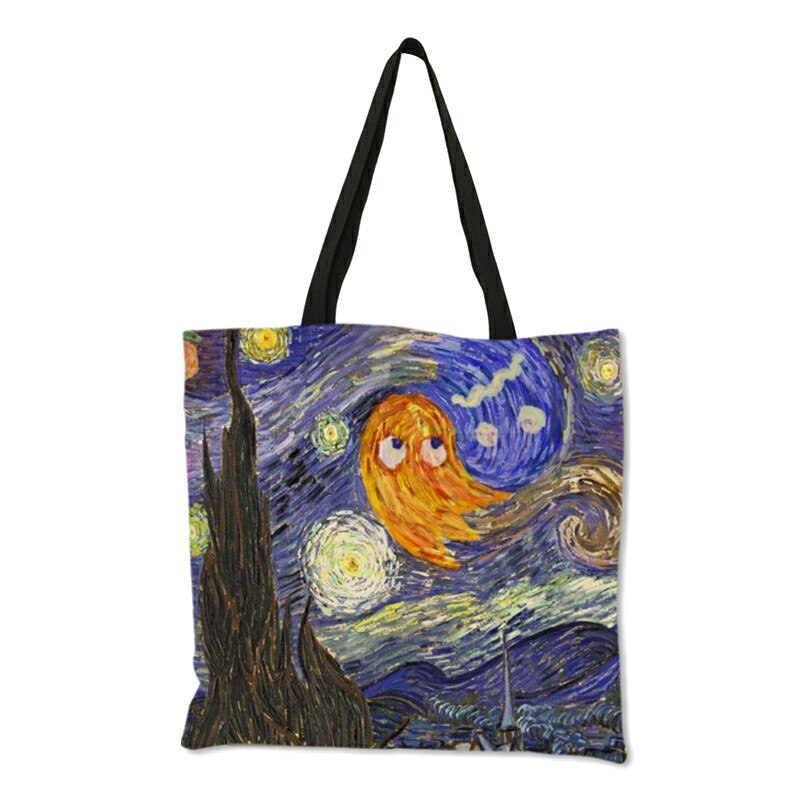 Borsa moda notte stellata pittura Van Gogh Tote borse donna riutilizzabile Shopping convenienza borse da viaggio pieghevoli da spiaggia