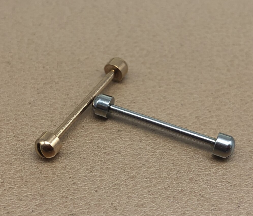 2 Stuks Horloge Drijfstang Rvs Ingelaste Schroef Rod Band Drijfstang Vaste Pompen Oor Staaf Rose Zilver