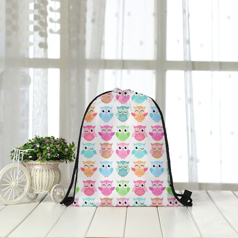 Rugzak tas kat winkelen ontvangst touw 3d digitale print bundel tas trekkoord tas dames heren mode