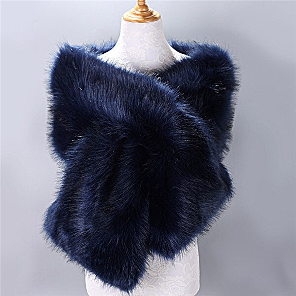 Bont Faux Winter Bolero Vrouwen Bruids Sjaal Bruiloft Cape In Voorraad Mantels Jas Jas Voor Avondfeest: Navy