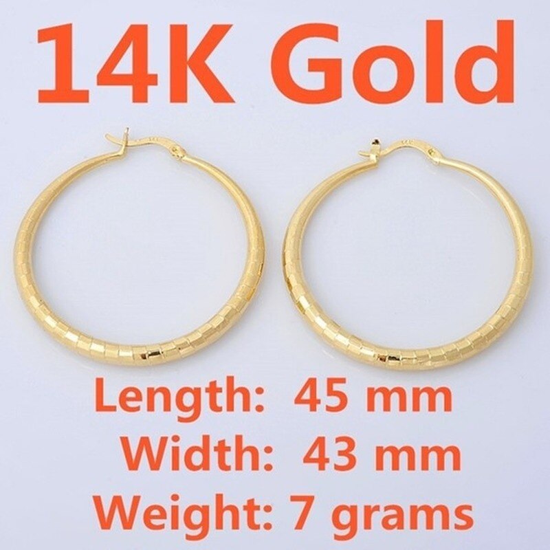 Classic 14K Gold Filled Hoop Earrings Exquisite Simple Gold Color Hand Carved Round Wedding Earrings for Women Jewelry