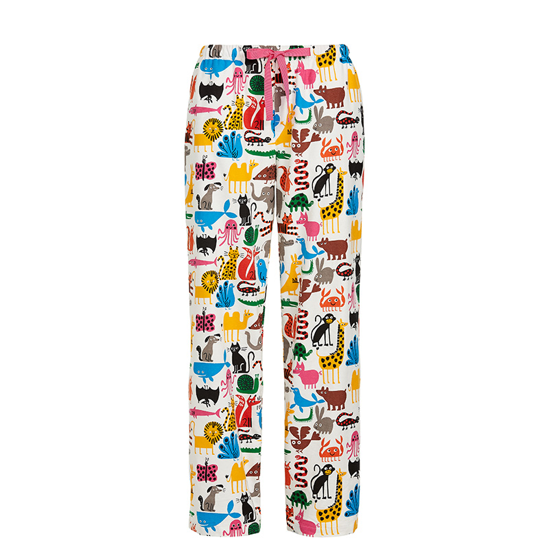 Women Winter Cotton Flannel Home Pants Female Corgi Pug Printed Sleep Bottoms Lounge Wear Loose Pajama Pants For Women: Animals / S