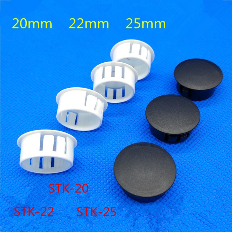 50 stks STK 20mm 22mm 25mm diameter zwart-wit nylon gat plug plastic plug knop plug