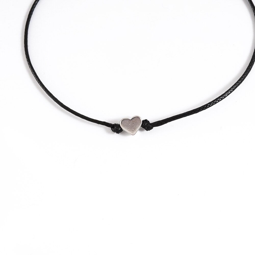 Minimalismo Fortunato Amore a Forma di Cuore Braccialetto di Fascino Sottile Rosso Nero Corda Filo Stringa Braccialetti Della Treccia Per Le Donne Degli Uomini Coppie Regali