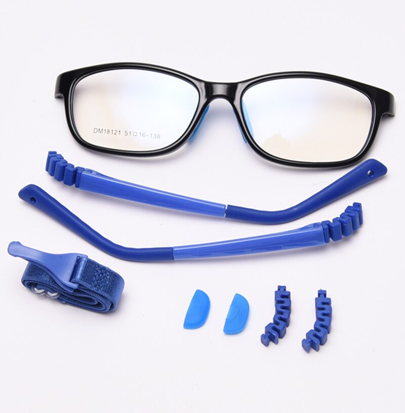 Peekaboo silicone square glasses for kids boy clear lens tr90 blue pink girl optical glasses frame for children ultraligt: black blue frame