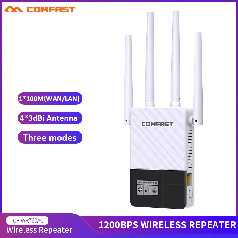 CF-WR760AC 1200Mbps Dual Band 2.4G &amp; 5G Smart Oled-scherm Wifi Repeater Draadloze Extender Signaal Wifi Range versterker