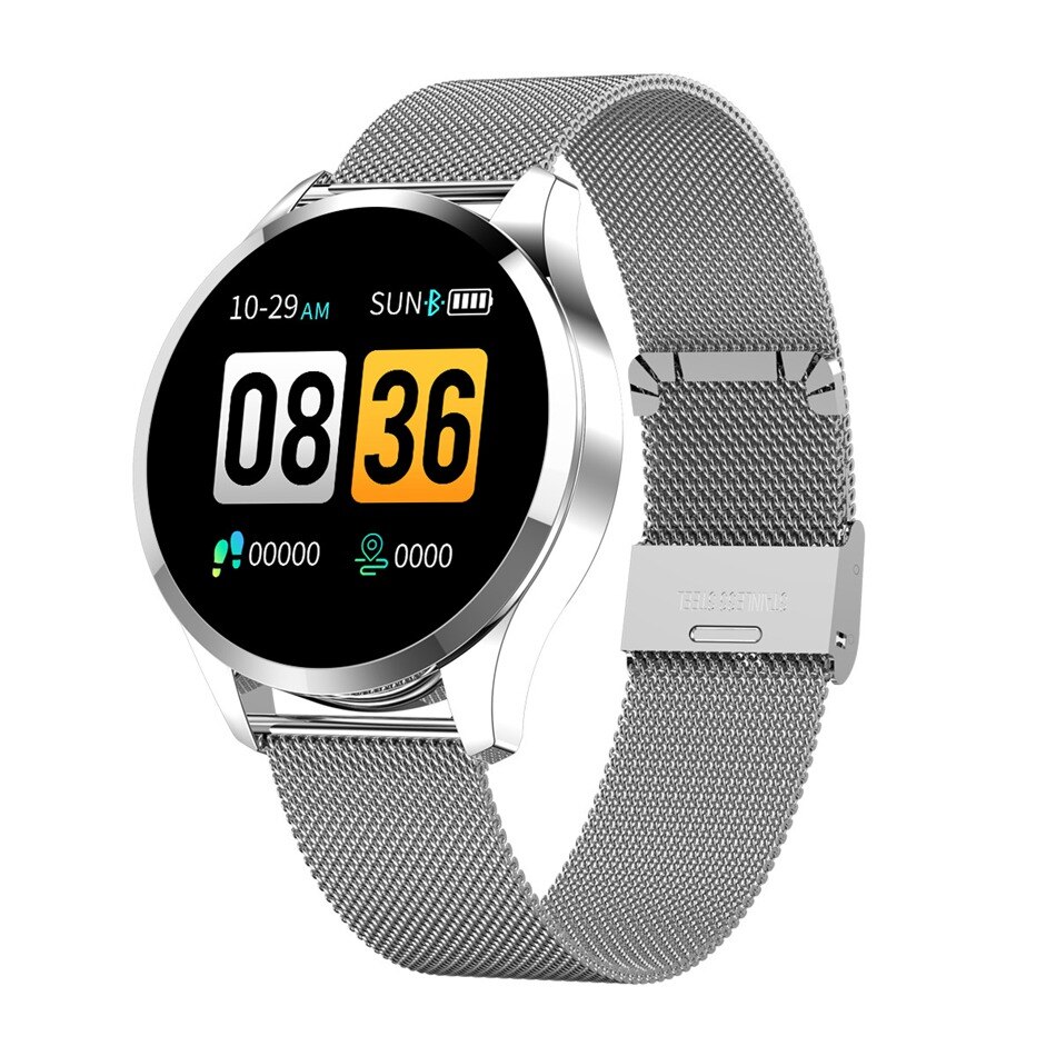 Newwear Q8 Q9 Smart Uhr Elektronik Männer Frauen Wasserdichte Sport Tracker Fitness Armband Smartwatch Tragbare Gerät: Q9 Silver Steel