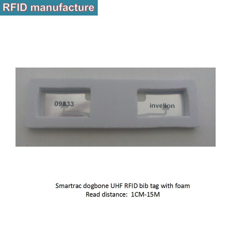 Freies 100 stücke impinj monza R6 chip smartrac dogbone bib tag mit schaum rfid uhf 860-960MHz für marathon timing rennen