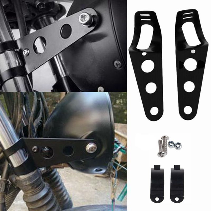 Support de phare de moto en acier inoxydable | 28-43mm 1 paire, Support universel de montage pour Harley Sportster café Racer Bobber