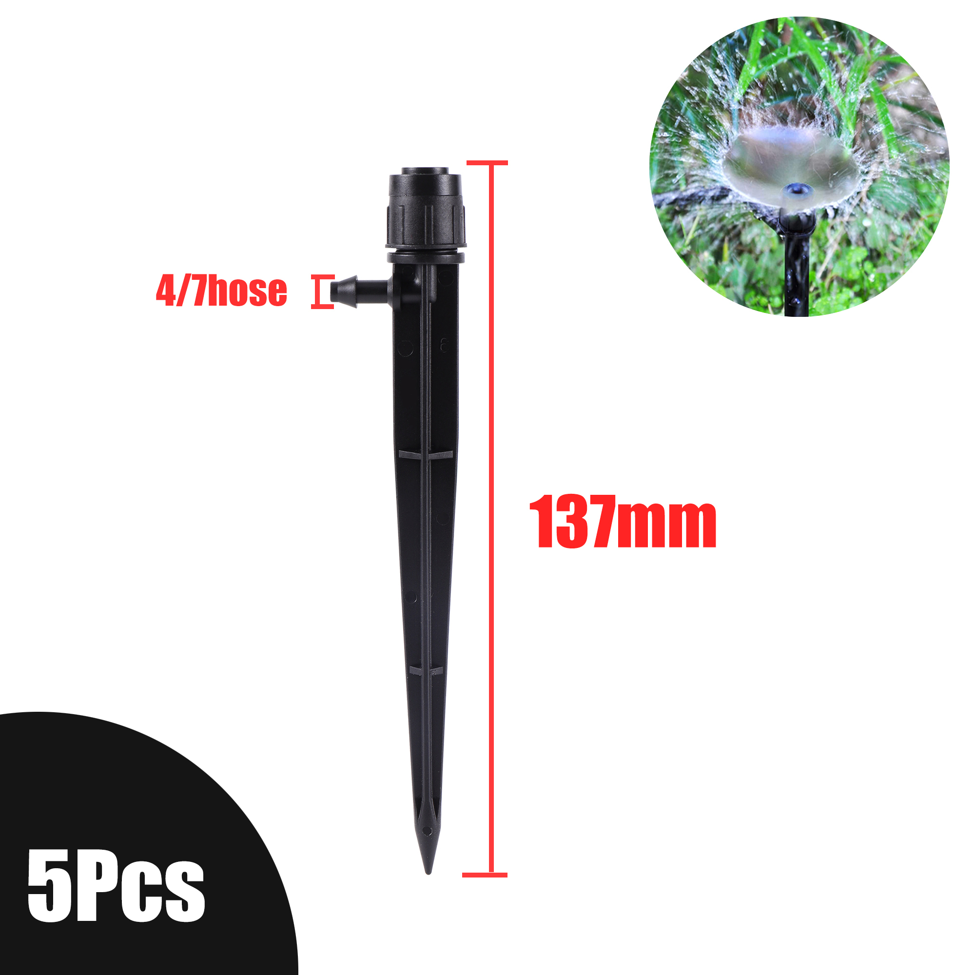 5Pcs 4/7 Garten Schlauch Bewässerung Eddy Fluss Sprinkler 13/17/19/26cm Bewässerung Tropf Einsätze boden 360 Grad Einstellbar Sprinkler: WHITE