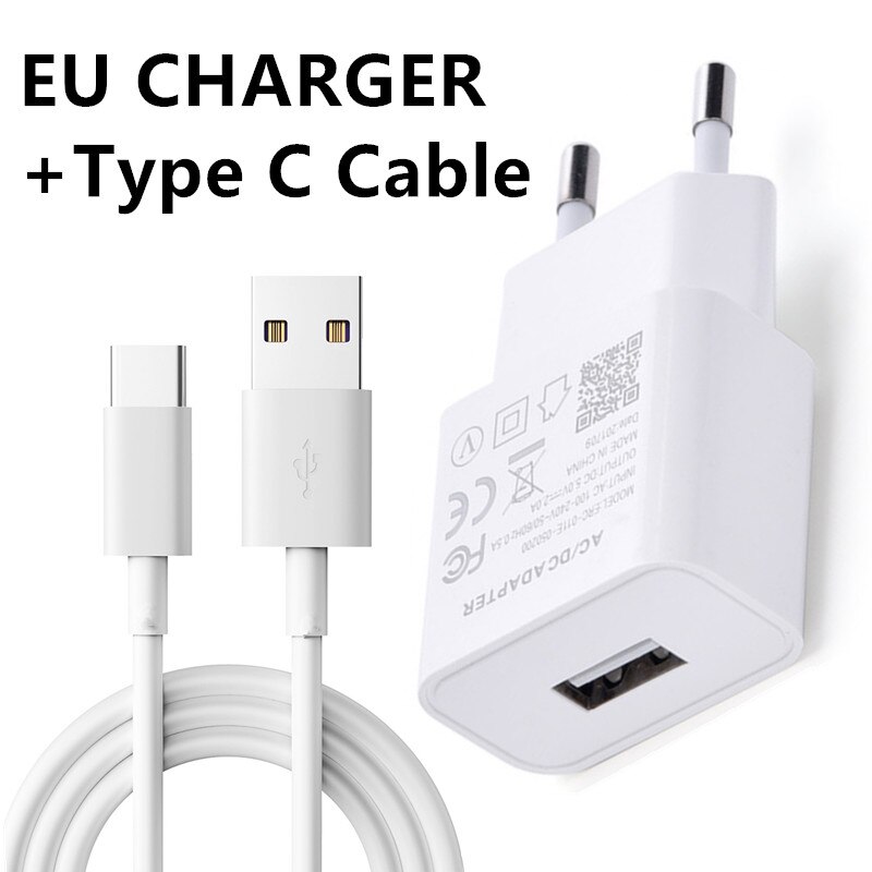 Cargador rápido USB para Huawei, Adaptador europeo P8 mini P9 Lite P40 P20 P30 lite PRO Mate 9 10 20 NOVA 5t 5i P Smart 5C 6C: EU Plug Type-C Cable