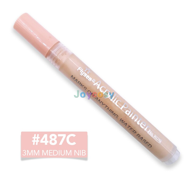 FLYSEA Acryl Farbe Marker Stifte, Haut Tonne Farben, 3mm Spitze, Prämie Wasserdicht dauerhaft Farbe Kunst Marker Kuli: 487C 5Stck(1 viel)