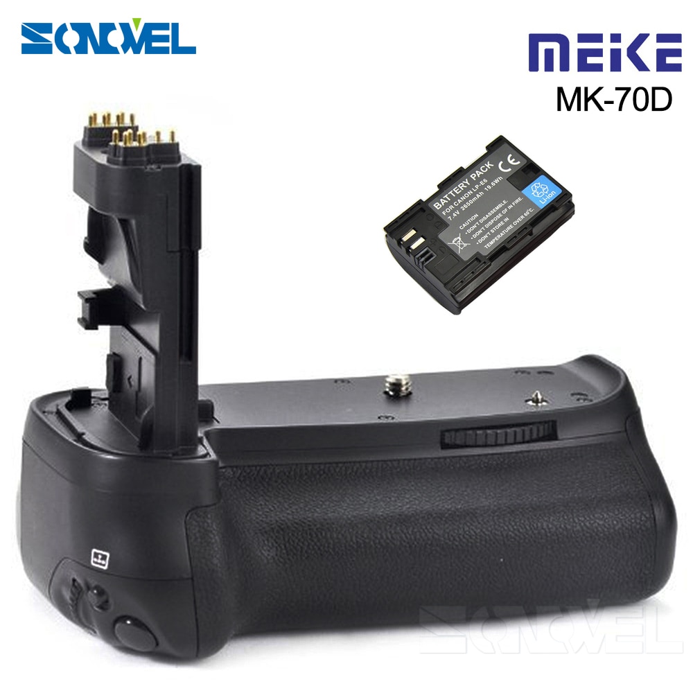 with LP-E6 Battery Meike MK-70D Vertical Battery Grip Holder For Canon EOS 70D 80D DSLR Camera as BG-E14