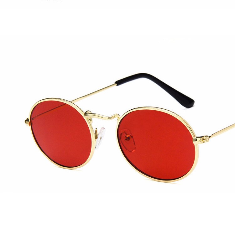 Haptron retro ovale solbriller kvinder luksusmærke vintage lille sort rød gul mænd nuancer solbriller oculos  uv400: C4