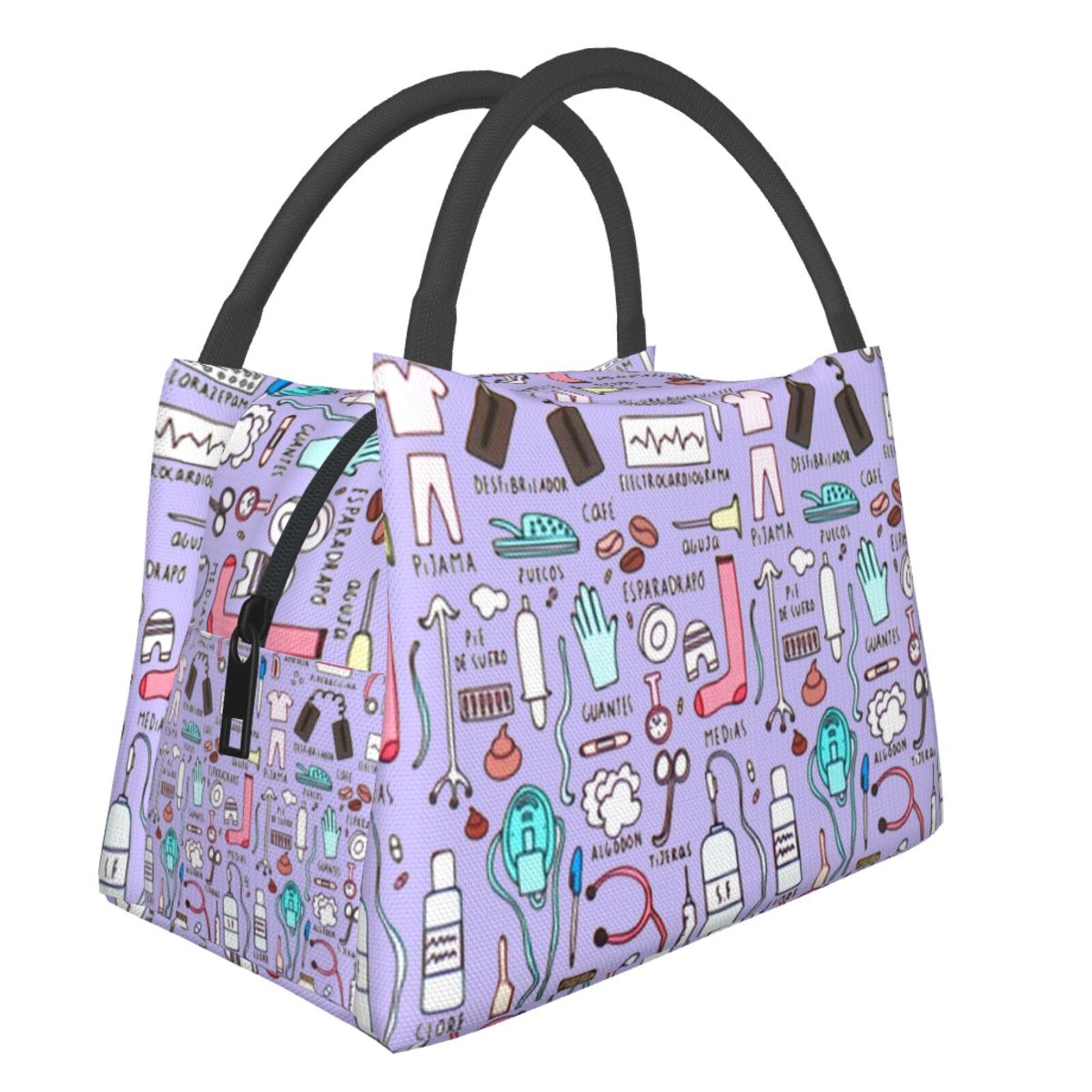 Leuke Roze Verse Koeltassen Verpleegkundige Print Waterdichte Oxford Doek Draagbare Rits Thermische Lunch Tassen Voor Vrouwen Lunch Voedsel Zakken: 448603247