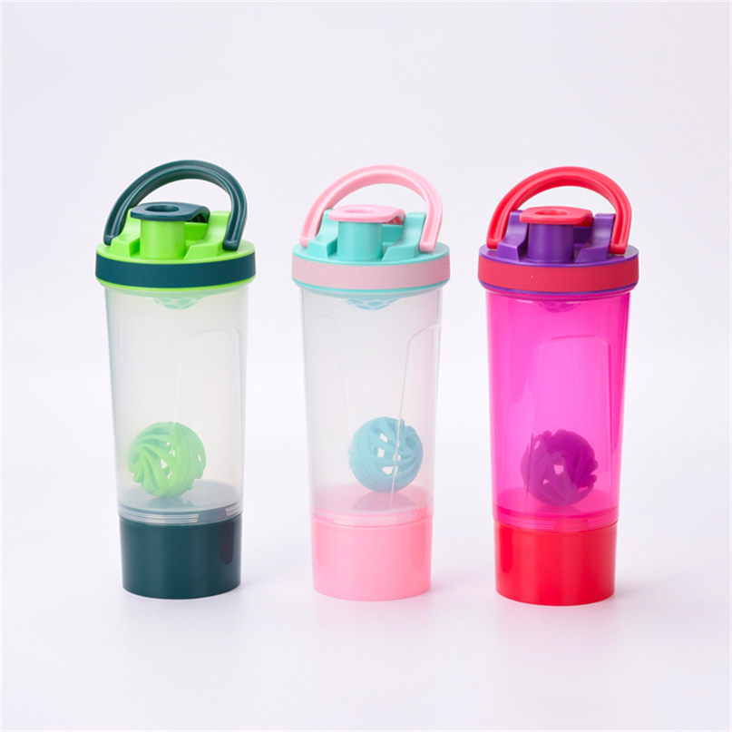 Girls Whey Protein Water Bottle With Shaker Ball Sports Shaker Bottle Eco-friendly Shaker Protein Fitness Hiking Traveling