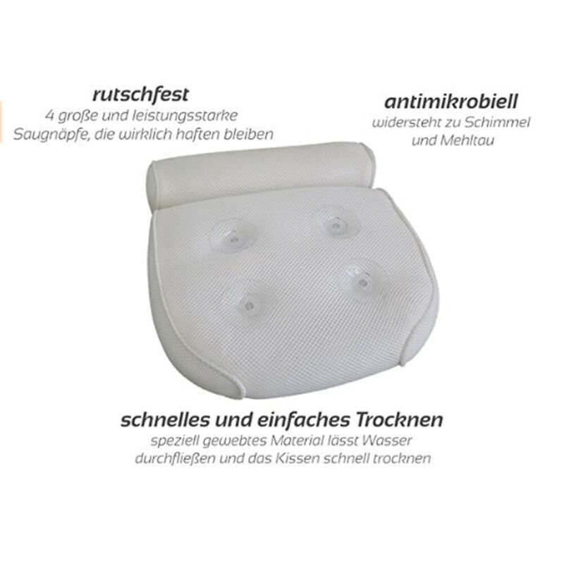 White Waterproof Foam Bathtub Pillow Cushion Relux Bath Spa Head Neck Rest Tool